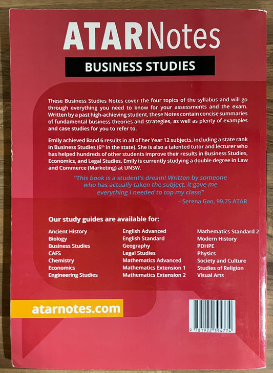 ATAR Notes: NSW Year 12 Business Studies Complete Course Notes 2022~2024