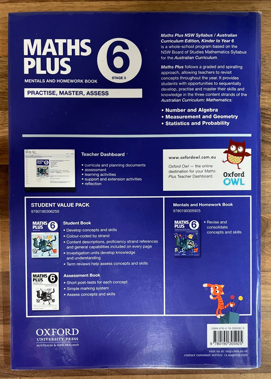 Maths Plus 6 Stage 3 Mentals and Homework Book, NSW Syllabus, 2017 (Ex-Libris)