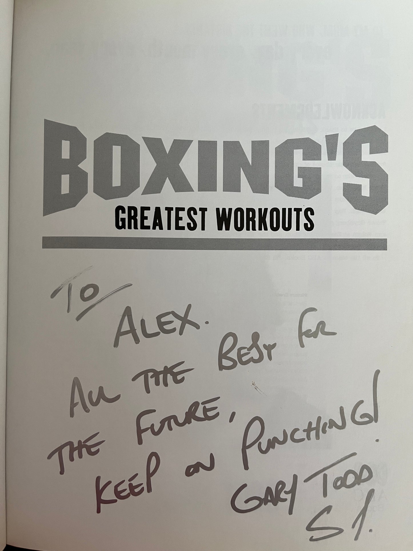 Boxing's Greatest Workouts by Gary Todd (Gift inscription from author)