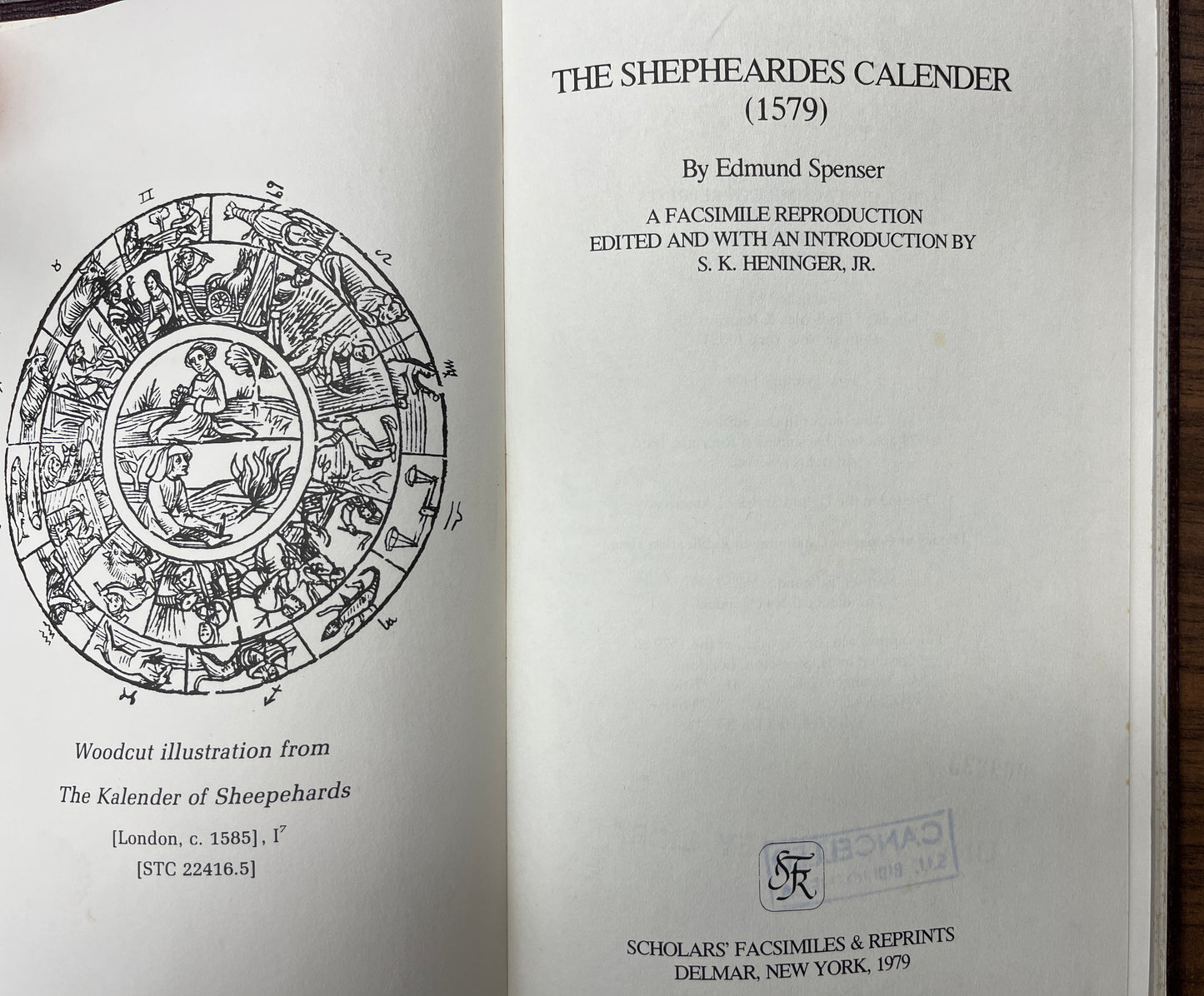 The Shepheardes Calender (1579) by Edmund Spenser (Facsimile, HC) Ex-libris