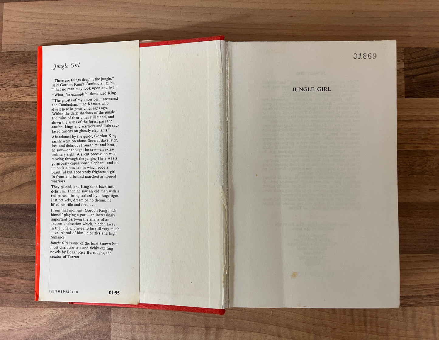 JUNGLE GIRL by Edgar Rice Burroughs - Author of Tarzan of the Apes (HC/DJ, 1973, Tom Stacey)