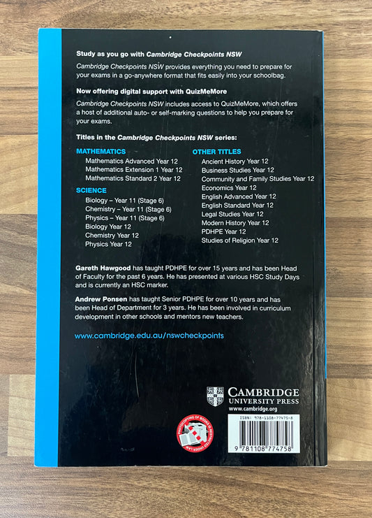 Cambridge Checkpoints NSW PDHPE Year 12 2020-2021 Current Syllabus