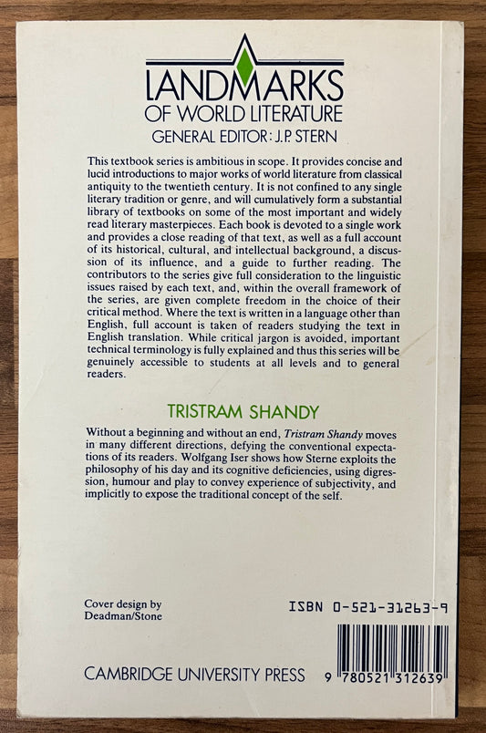 Landmarks of World Literature: Sterne: Tristram Shandy by Wolfgang Iser