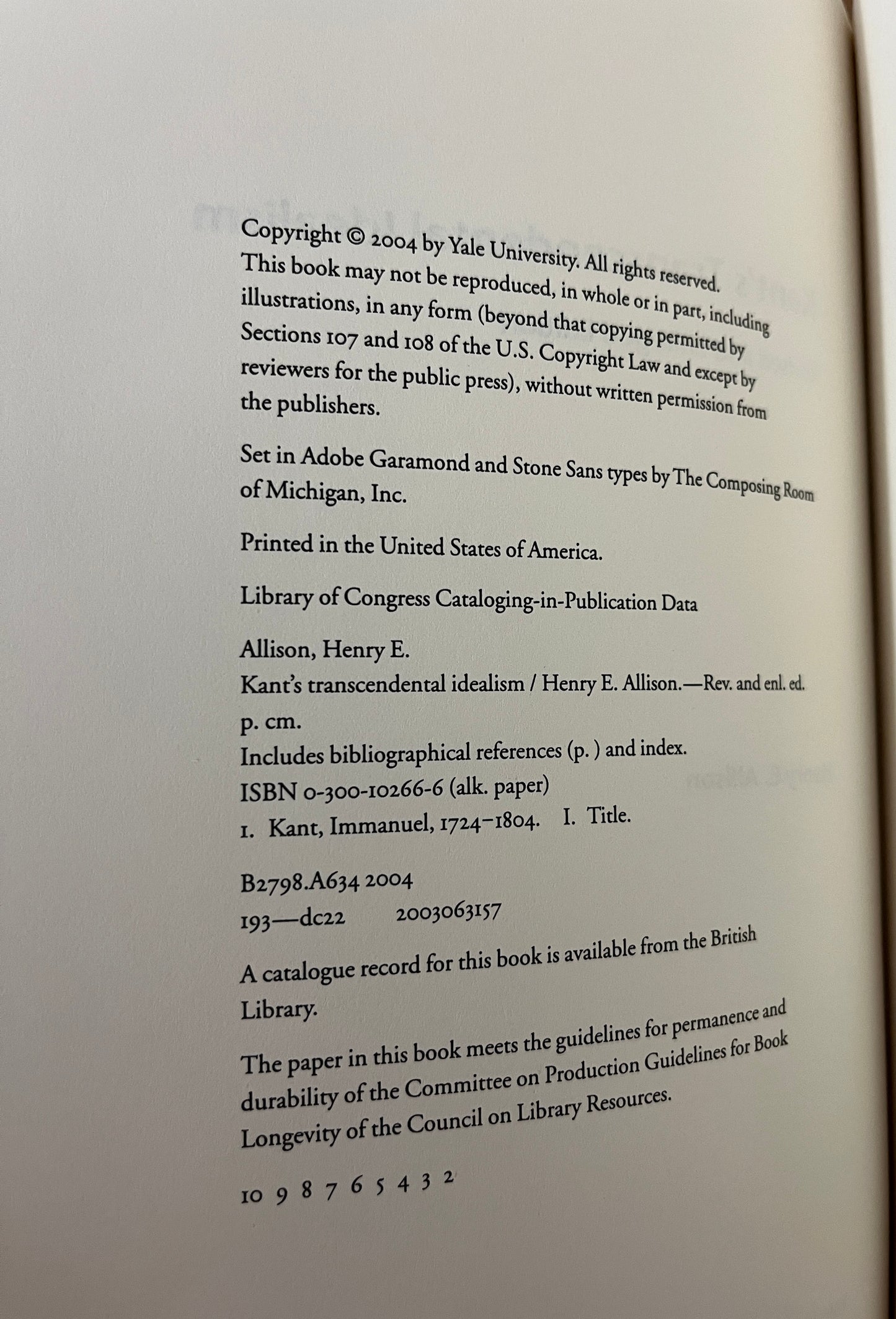 Kant’s Transcendental Idealism: An Interpretation and Defence by Henry E. Allison