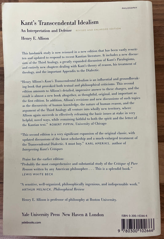 Kant’s Transcendental Idealism: An Interpretation and Defence by Henry E. Allison