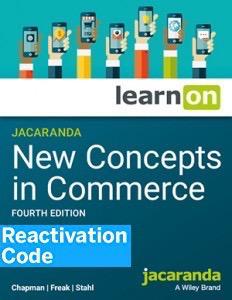 (EBOOK REACTIVATION ONLY/EMAILED) Jacaranda New Concepts in Commerce learnON, 4th Edition (REACTIVATION CODE) (FIRM SALE)