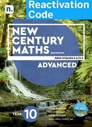 (EBOOK REACTIVATION ONLY/EMAILED) New Century Maths 10 5.2/5.3 Advanced (1 x 26 month NelsonNetBook Reactivation code code), 2nd Edition (FIRM SALE)