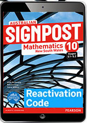 (EBOOK REACTIVATION ONLY/EMAILED) Australian Signpost 10 (5.1/5.2) Mathematics NSW eBook Reactivation Code (FIRM SALE)