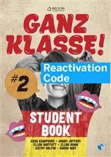 (EBOOK REACTIVATION ONLY/EMAILED) Ganz Klasse! 2 (1 x 26 month NelsonNetBook access code)