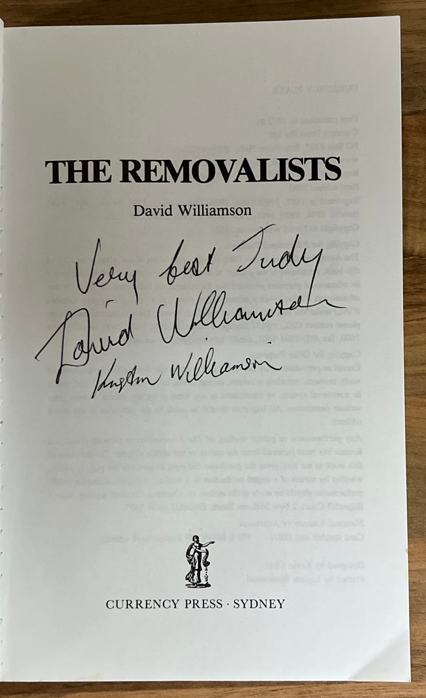 The Removalists by David Williamson, SIGNED, *SCARCE*