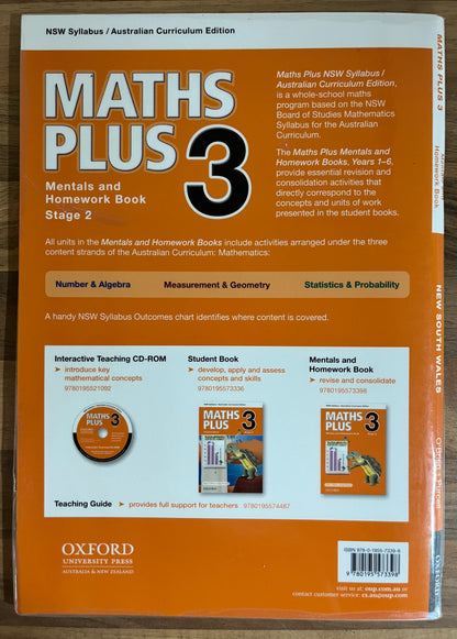 Maths Plus 3 Stage 2 Mentals and Homework Book, NSW Syllabus, 2013