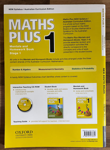 Maths Plus 1 Stage 1 Mentals and Homework Book, NSW Syllabus, 2013