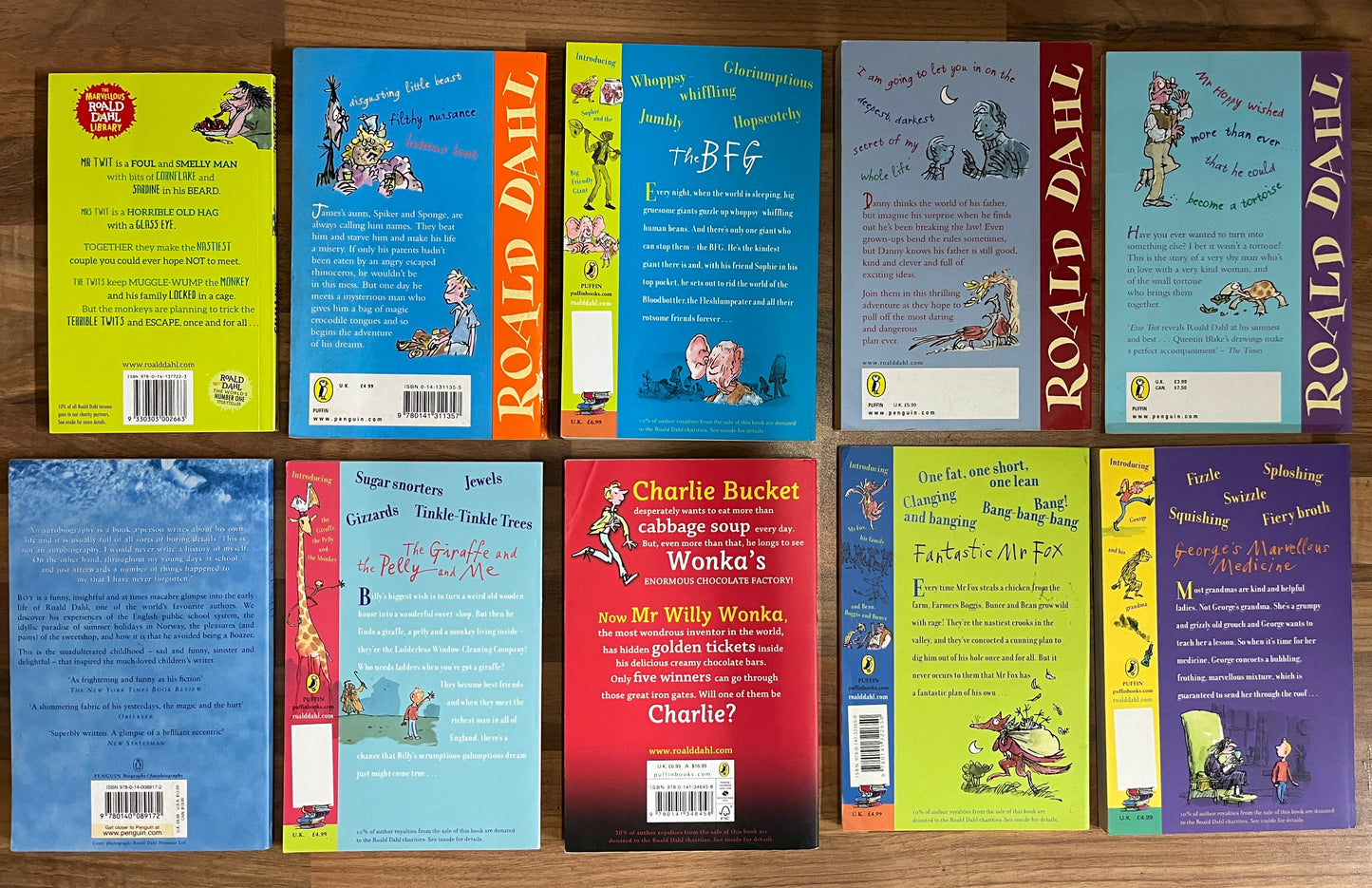 10 x Roald Dahl James, Twits, Esio, Giraffe, Mr. Fox, George's, Charlie, BFG, Danny, Boy