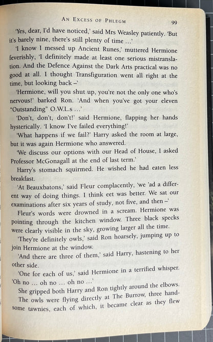 Harry Potter and the Half-Blood Prince HC/DJ 1st Ed/1st Print pg 99 MISPRINT