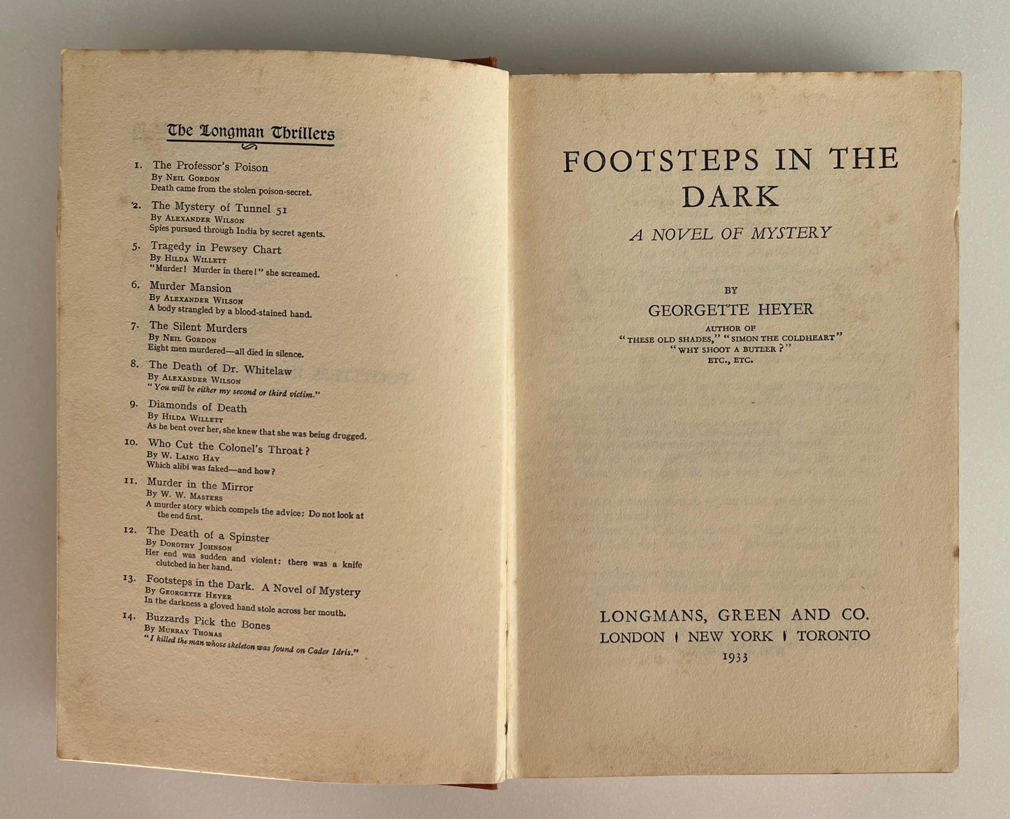 Footsteps in the Dark by Georgette Heyer, Hardcover, 1933