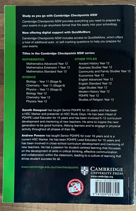 Cambridge Checkpoints NSW PDHPE Year 12 2022–2023 Personal Development, Health and Physical Education