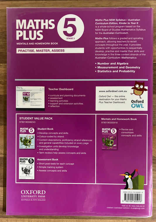 Maths Plus Book 5 Stage 3 Mentals and Homework Book NSW Australian Curriculum Edition , 2013