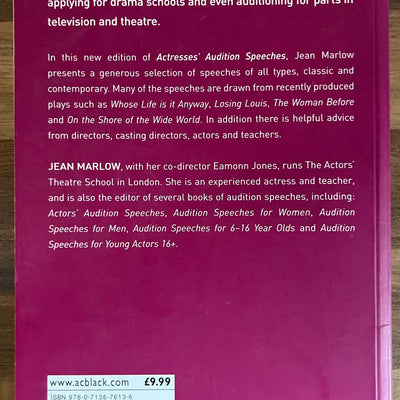 Actresses' Audition Speeches, 2nd Edition by Jean Marlow