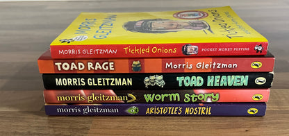 5 x Morris Gleitzman Titles Aristitle's Nostril, Worm Story, Toad Rage/Heaven, Tickled Onions