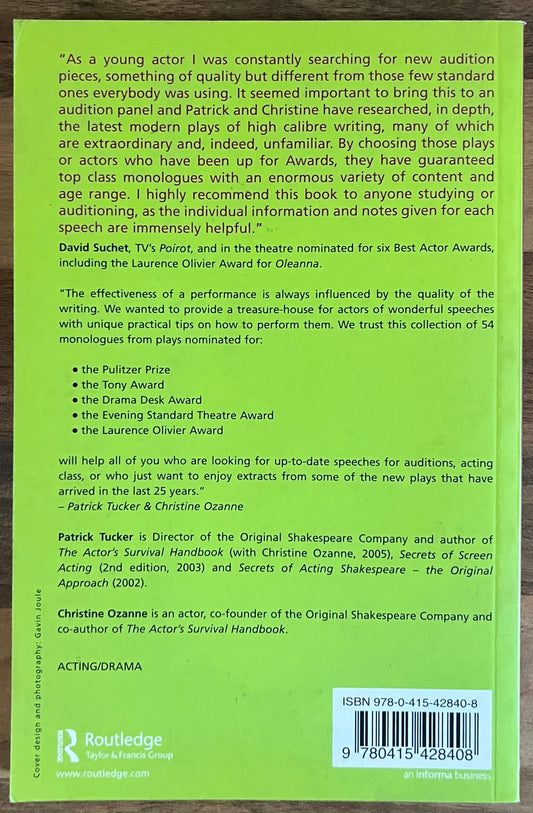 Award Monologues for Women edited by Patrick Tucker & Christine Ozanne