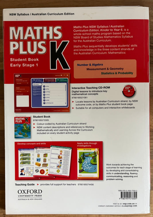 Maths Plus Stage K Student Book Early Stage 1NSW Syllabus Australian Curriculum 2013