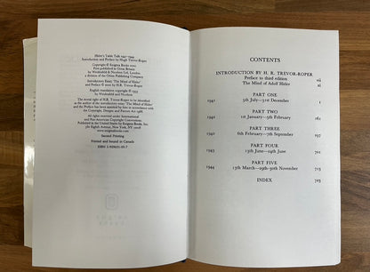 Hitler's Table Talk 1941-1944 His Private Conversations - Adolf Hitler (HC/DJ. 2000)