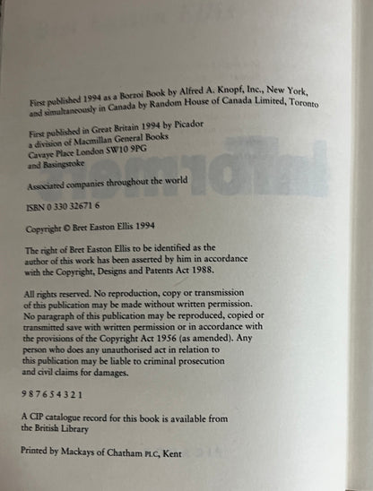 The Informers by Brett Easton Ellis Hardcover/Dust Jacket Picador, 1st Edition