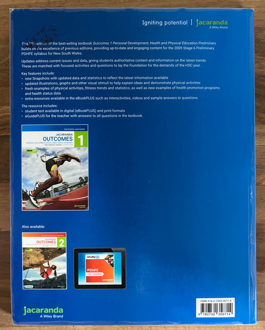 Jacaranda Outcomes 1 PDHPE Preliminary Course, student Book + eCode, 5th Edition