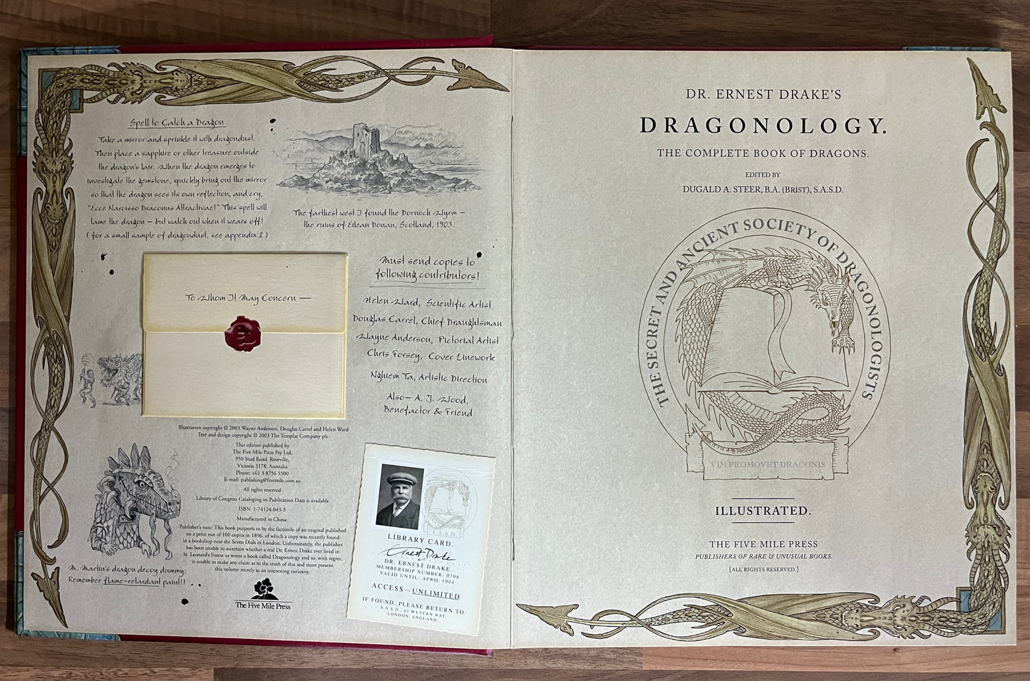 Dr Ernest Drakes Dragonology: The Complete Book of Dragons Hardcover + inserts