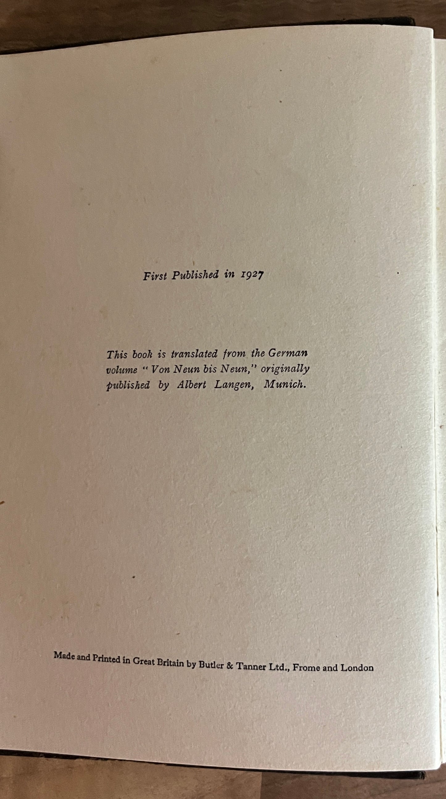 From Nine to Nine by Leo Perutz Hardcover 1st UK Edition 1927