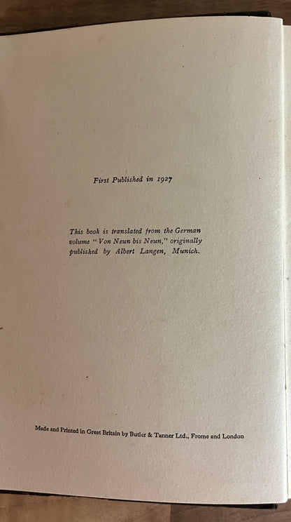 From Nine to Nine by Leo Perutz Hardcover 1st UK Edition 1927