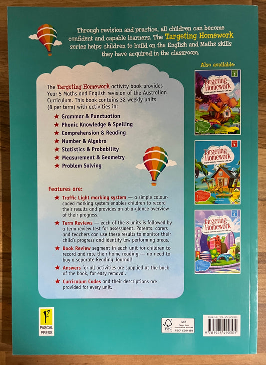 Targeting Homework Activity Book Year 5, English and Maths revision  for a full year New Edition