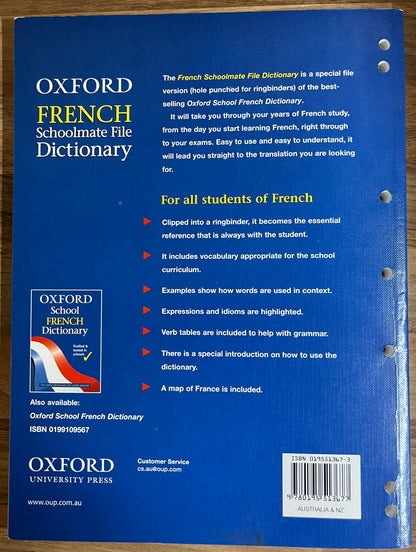 Oxford French Schoolmate File Dictionary (with punch holes for ring binder) 2009