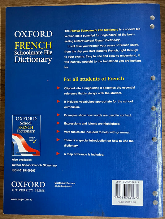 Oxford French Schoolmate File Dictionary (with punch holes for ring binder) 2009