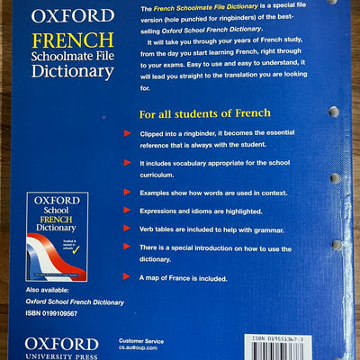 Oxford French Schoolmate File Dictionary (with punch holes for ring binder) 2009