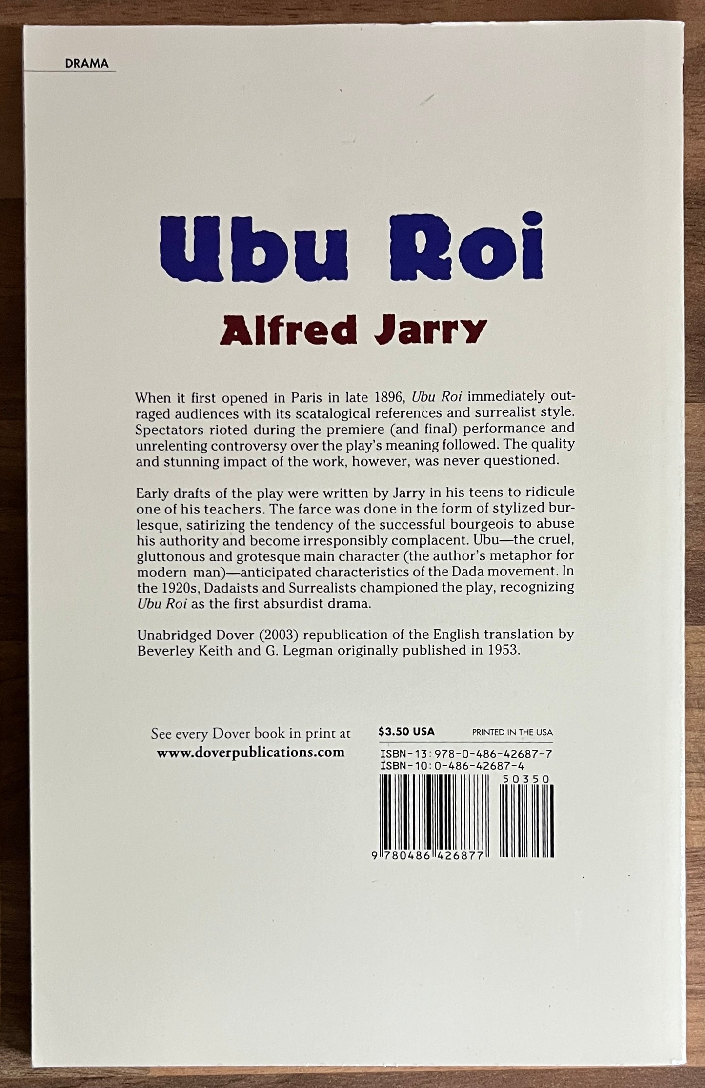 Ubu Roi BY  Alfred Jarry, Dover Thrift Editions NEW