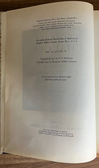 The Works of Geoffrey Chaucer- F N Robinson HC/DJ, 2nd Ed. 1970 (OUP)