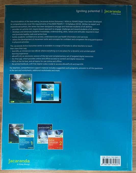 Jacaranda Active Outcomes 1 NSW Australian Curriculum PDHPE, Print + Digital Stage 4, 3rd Edition