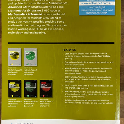 Maths in Focus 12 Mathematics Advanced Print + Digital by Margaret Grove