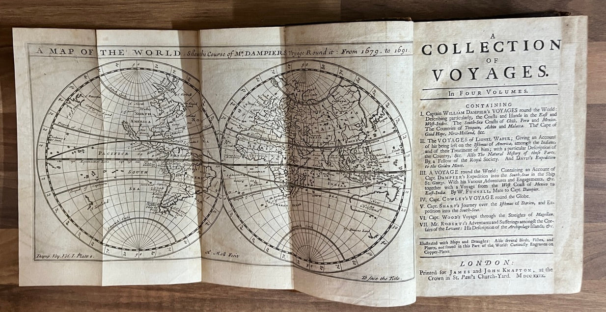 THE COLLECTED EDITION OF DAMPIER'S VOYAGES Volumes 1-4, 1729