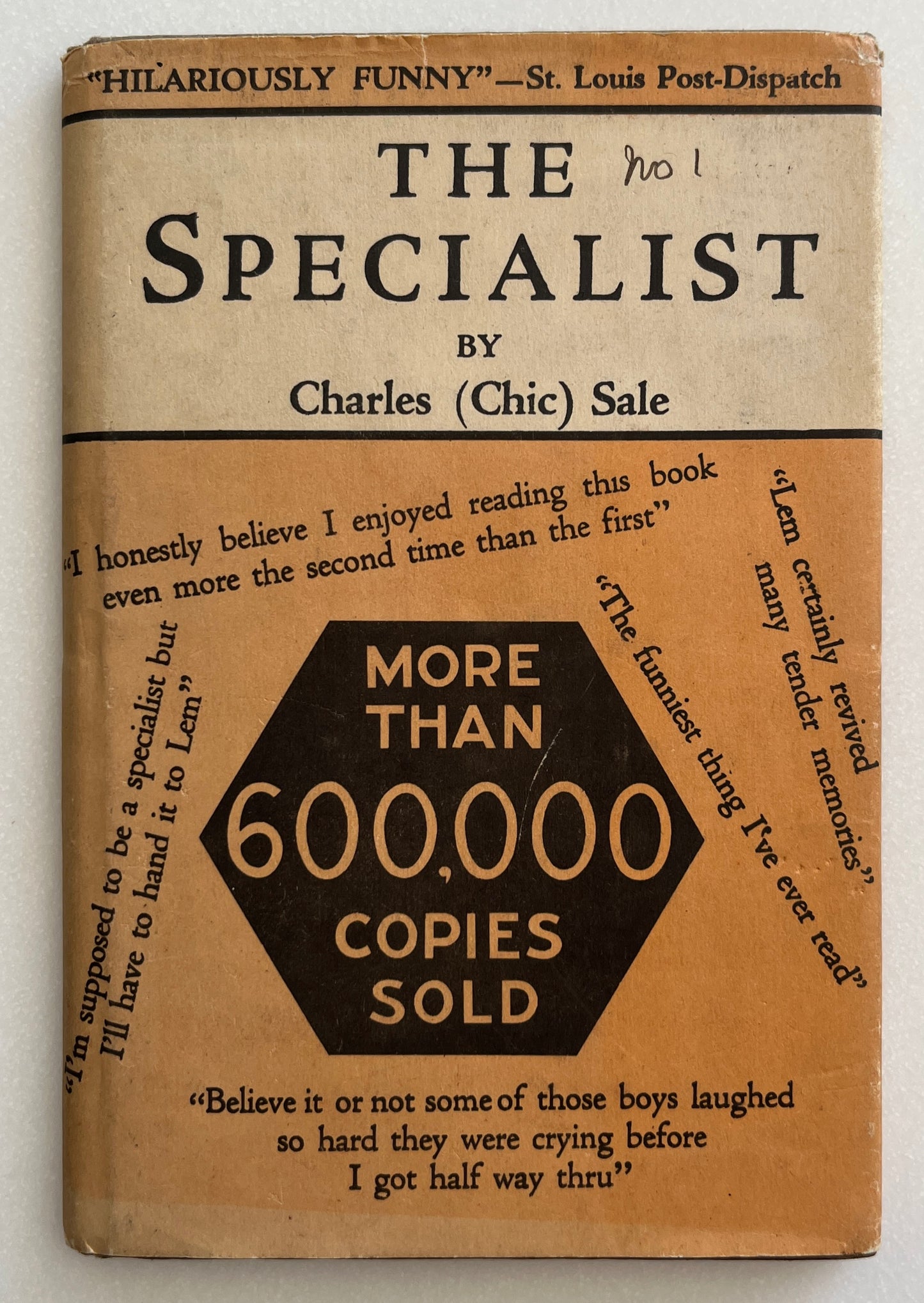 The Specialist by Charles (Chic) Sale First Edition, 1929, HC/DJ