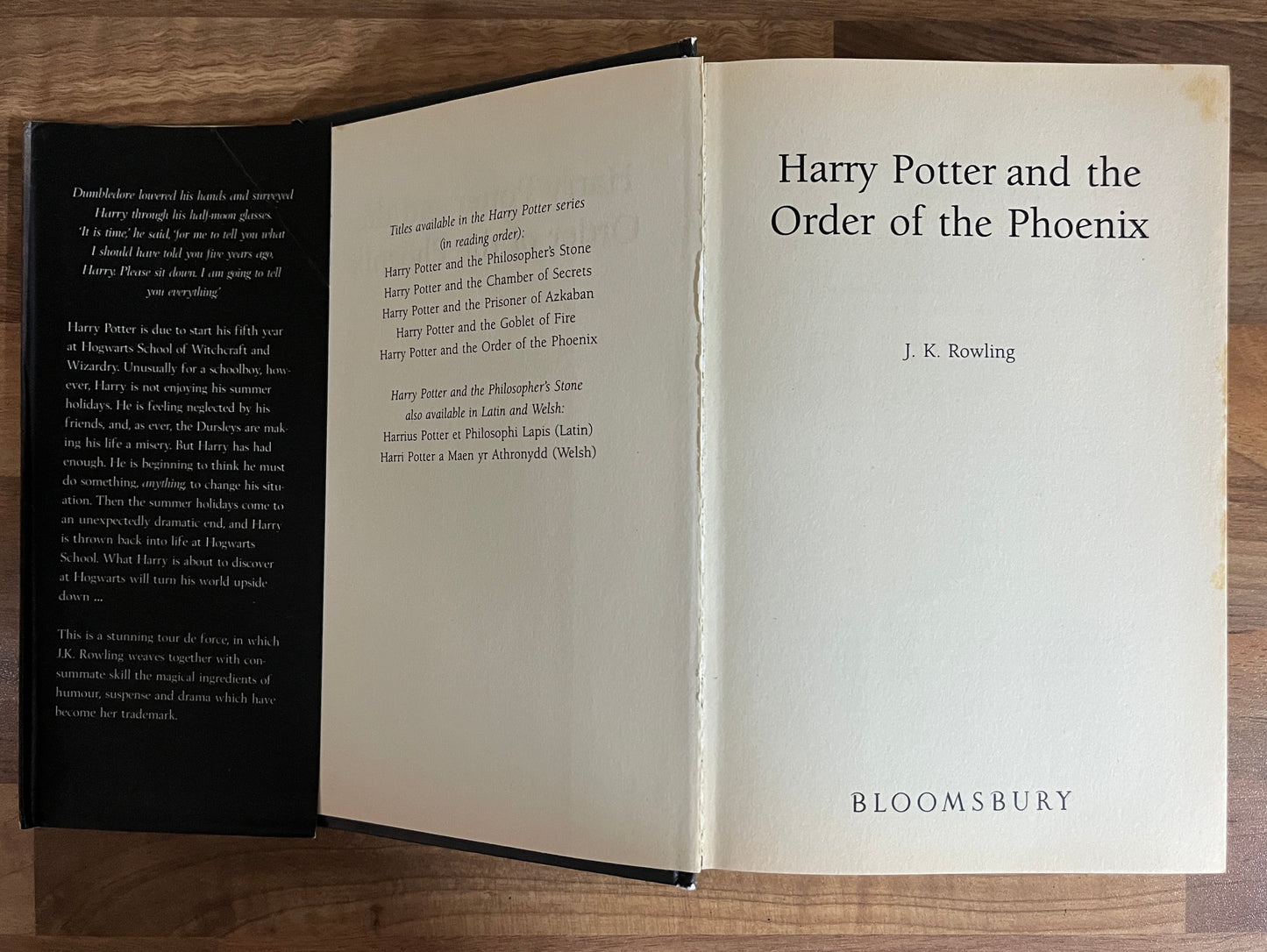 Harry Potter and the Order of the Phoenix J.K. Rowling 1st Print Adult Cover HC/DJ