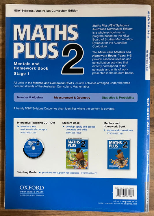 Maths Plus 2 Stage 1 Mentals and Homework Book, NSW Syllabus, 2013