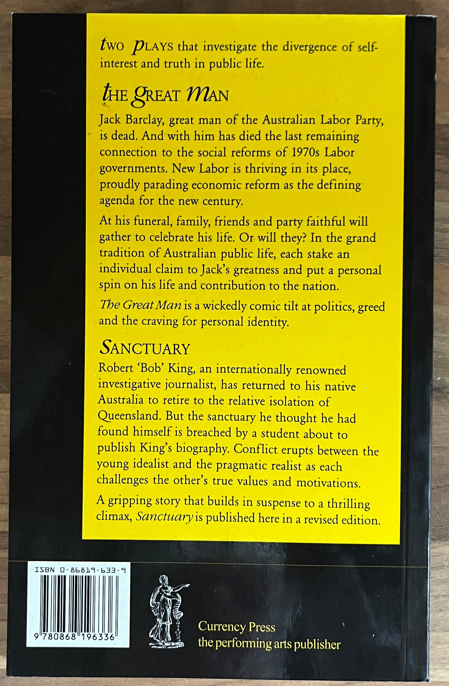 Two Plays: The Great Man; Sanctuary by David Williamson (Currency Press)