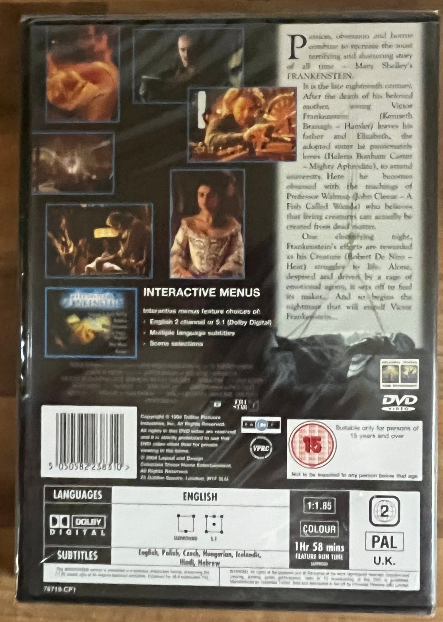 Mary Shelley's Frankenstein (Robert De Niro & Kenneth Branagh) (REGION 2) DVD