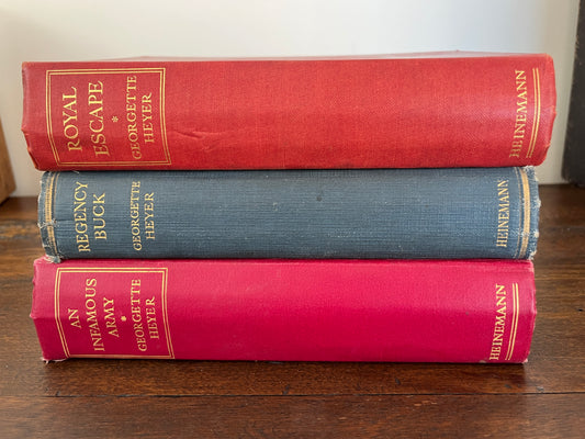 3 x Georgette Heyer HC Lot An Infamous Army, Royal Escape and Regency Buck