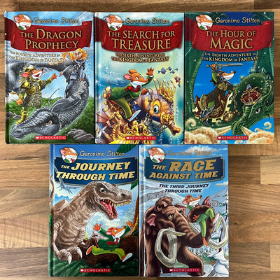 5 x Geronimo Stilton: Journey Through Time (1,3), Kingdom of Fantasy (4,6,8) Hardcover