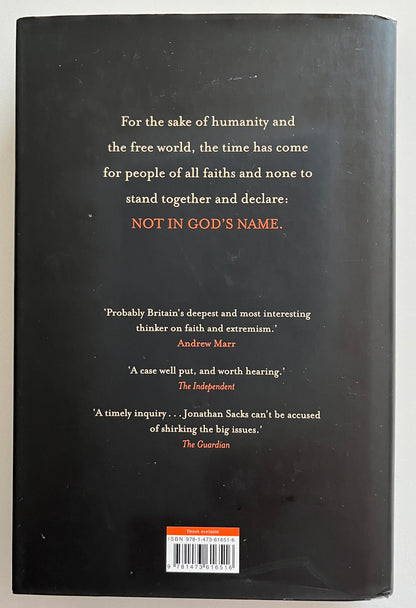 Not in God's Name: Confronting Religious Violence by Jonathan Sacks HC/DJ