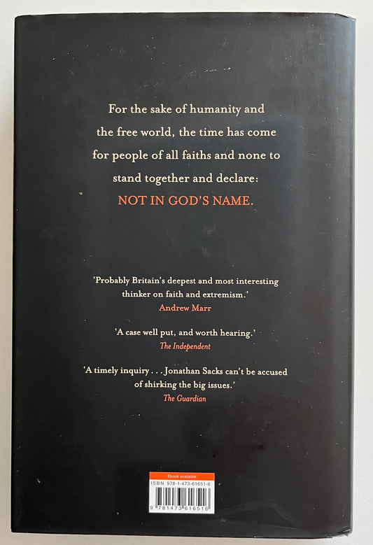 Not in God's Name: Confronting Religious Violence by Jonathan Sacks HC/DJ