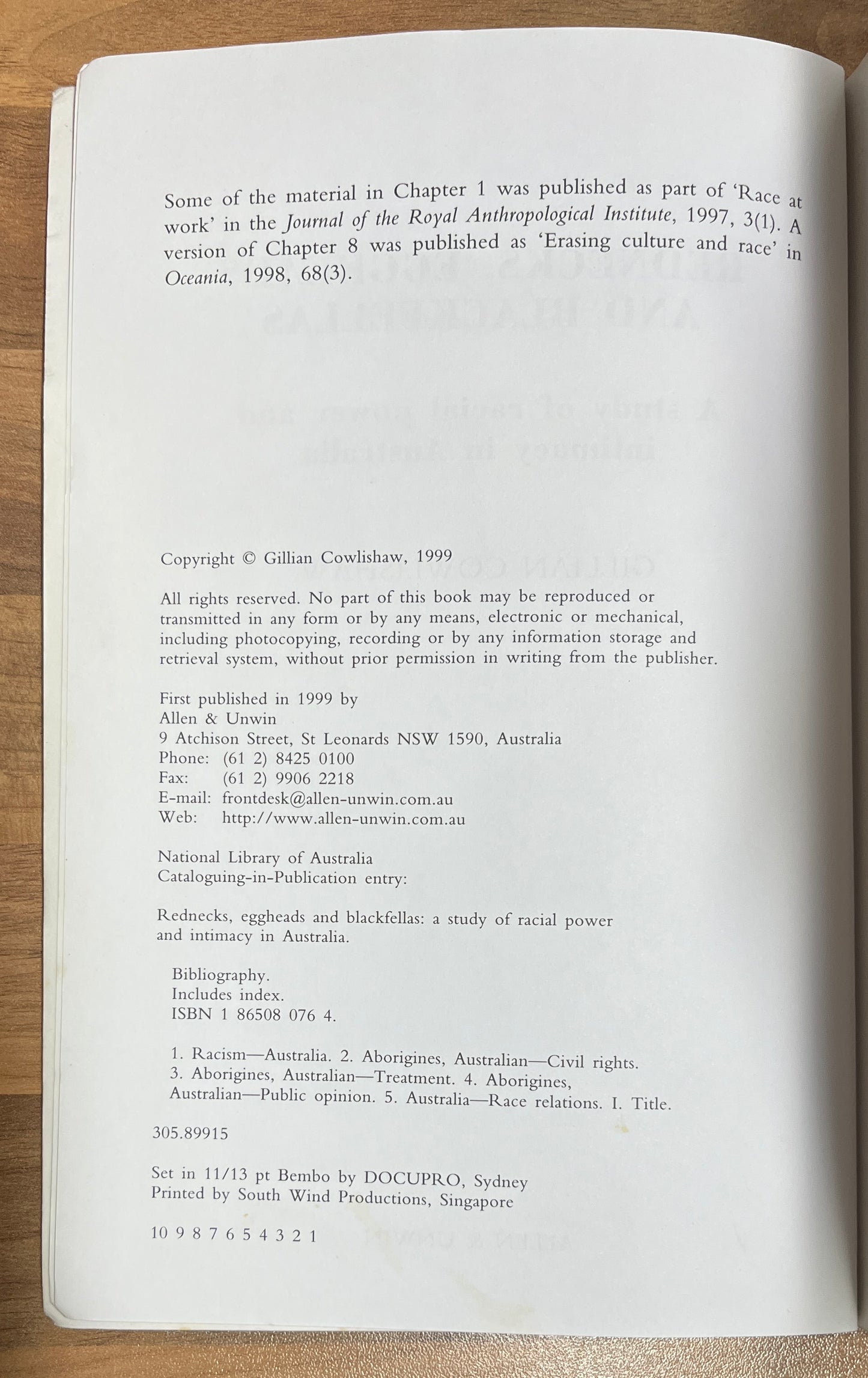 Rednecks, Eggheads and Blackfellas by Gillian Cowlishaw (Paperback, 1999)